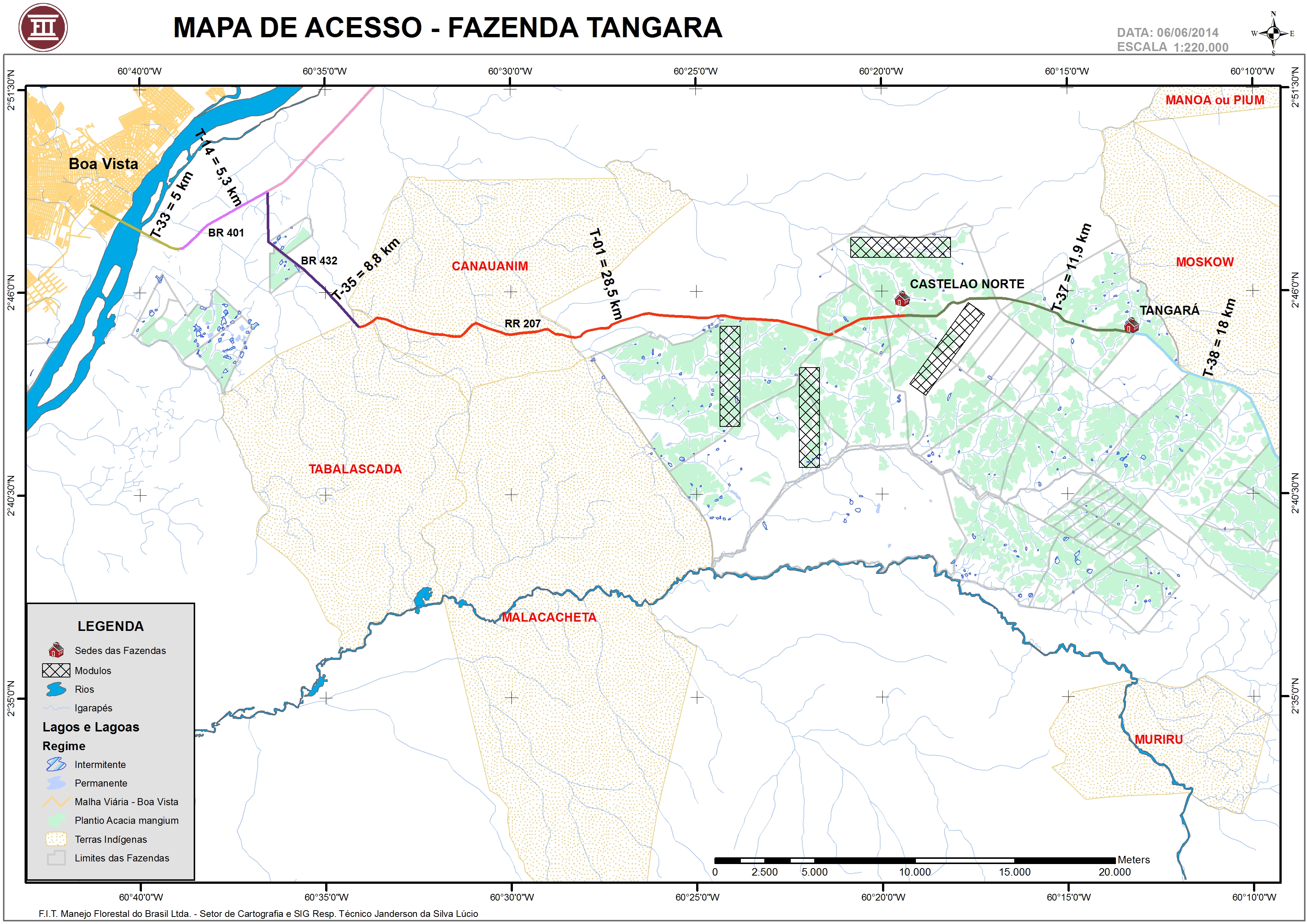 Mapa de acesso para Fazenda Tangará 
