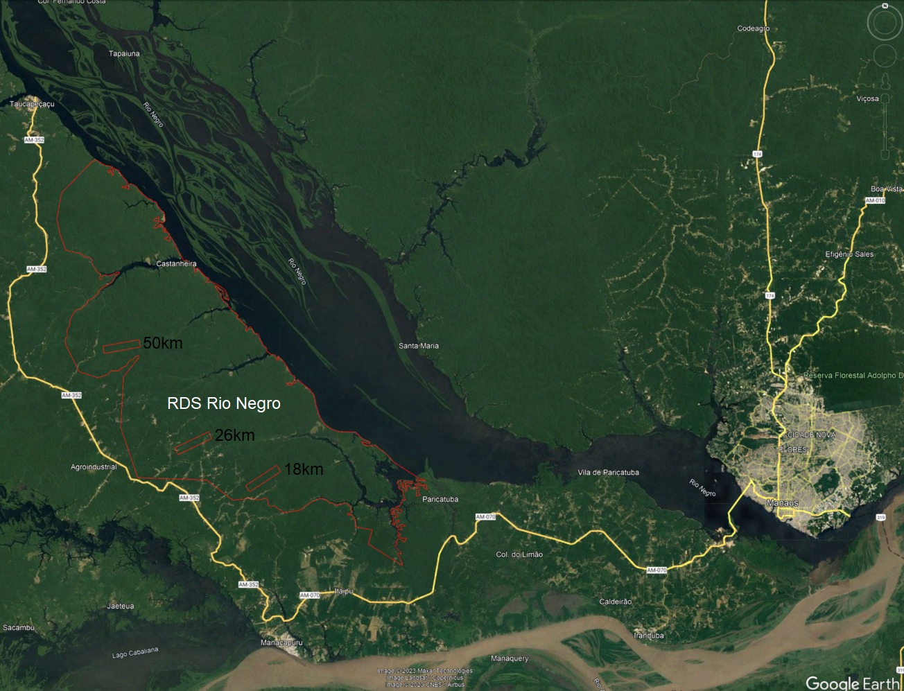 RDS Rio Negro and modules relative to Manaus.